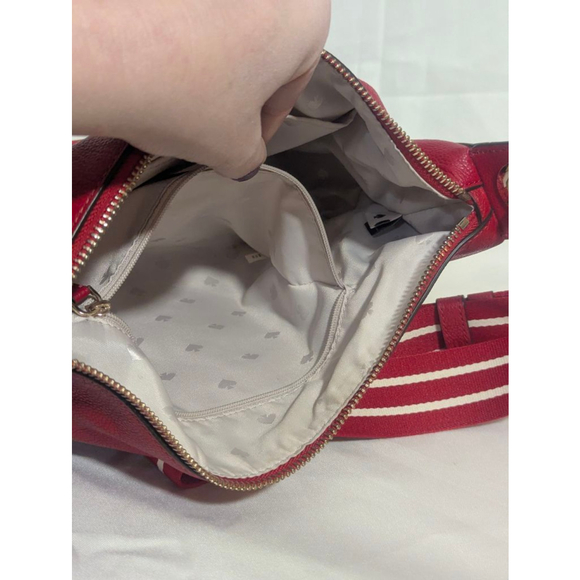 Kate Spade Rosie Large Red Crossbody Bag with Striped Strap K5807 - Picture 14 of 16